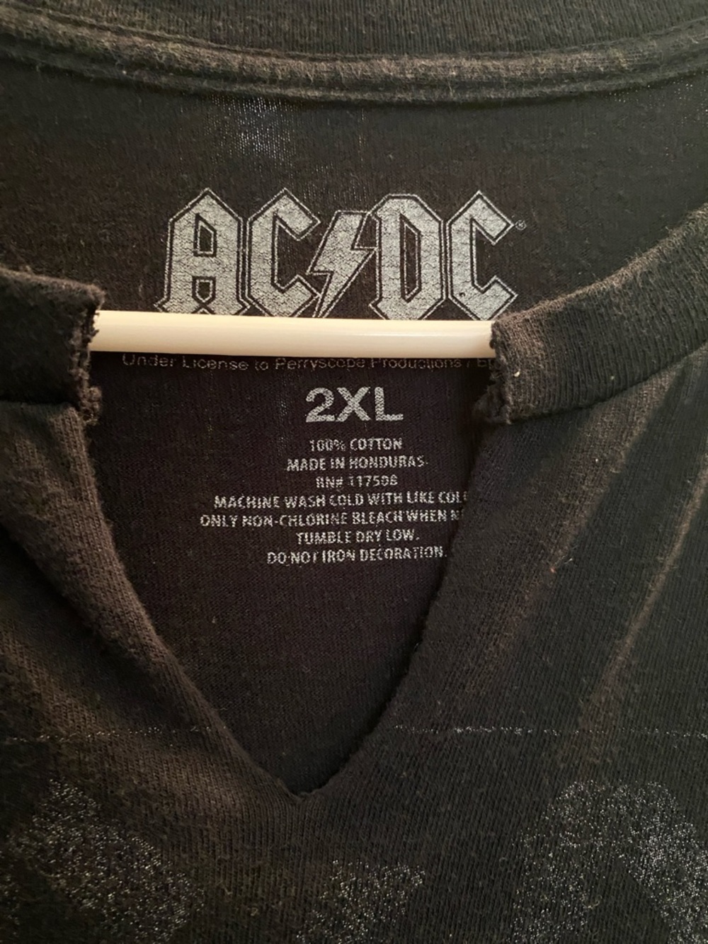 AC/DC Black and Gray 'Highway to Hell' Band Tee with raw hem v-neck and rolled - Picture 3 of 3